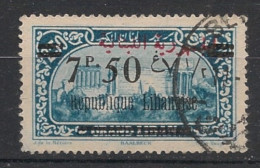 GRAND LIBAN - 1928 - N°YT. 107 - Baalbeck 7pi50 Sur 2pi50 Bleu - Oblitéré / Used - Usati