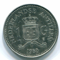 1 GULDEN 1980 NETHERLANDS ANTILLES Nickel Colonial Coin #S12046.U.A - Niederländische Antillen