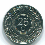 25 CENTS 1991 NIEDERLÄNDISCHE ANTILLEN Nickel Koloniale Münze #S11279.D.A - Netherlands Antilles