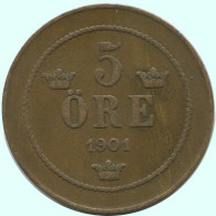 5 ORE 1901 SWEDEN Coin #AC668.2.U.A - Sweden