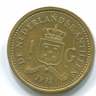 1 GULDEN 1991 ANTILLAS NEERLANDESAS Aureate Steel Colonial Moneda #S12119.E.A - Antillas Neerlandesas