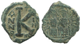 FLAVIUS JUSTINUS II 1/2 FOLLIS Antique BYZANTIN Pièce 5.9g/25mm #AA538.19.F.A - Byzantinische Münzen