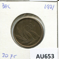 20 FRANCS 1981 DUTCH Text BÉLGICA BELGIUM Moneda #AU653.E.A - 20 Francs
