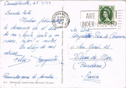 55136. Postal OSWALDTWISTLE (Lanc) England 1967. Fechador BLACKBURN. Edinburgh Castle - Brieven En Documenten