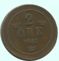 2 ORE 1881 SWEDEN Coin #AC884.2.U.A - Suède