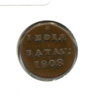 1808 BATAVIA VOC 1/2 DUIT INDES NÉERLANDAIS NETHERLANDS Koloniale Münze #VOC2128.10.F.A - Nederlands-Indië