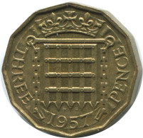 THREEPENCE 1957 UK GBAN BRETAÑA GREAT BRITAIN Moneda #AG930.1.E.A - F. 3 Pence