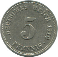 5 PFENNIG 1910 A DEUTSCHLAND Münze GERMANY #AE681.D.A - 5 Pfennig