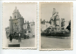 2 Petites PHOTOS 6,50 X 9 Cm De 1933 Situées : La Rochelle (Tour De L'Horloge VOITURE ) Monument Clémenceau Ste HERMINE - Orte