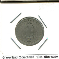 2 DRACHMES 1954 GRECIA GREECE Moneda #AS421.E.A - Greece