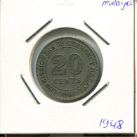 20 CENTS 1948 MALAYSIA Coin #AR373.U.A - Malaysia