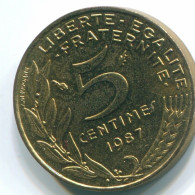 5 CENTIMES 1987 FRANKREICH FRANCE Französisch Münze UNC #FR1242.1.D.A - 5 Centimes
