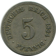 5 PFENNIG 1894 A GERMANY Coin #DB168.U.A - 5 Pfennig