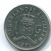 1 GULDEN 1971 ANTILLES NÉERLANDAISES Nickel Colonial Pièce #S11928.F.A - Antilles Néerlandaises