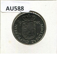 2 1/2 GULDEN 1980 NIEDERLANDE NETHERLANDS Münze #AU588.D.A - 1948-1980 : Juliana