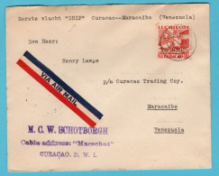 CURAÇAO Luchtpost Brief 1935 Curaçao Per SNIP 1e Vlucht Naar Maracaibo, Venezuela - Curaçao, Antilles Neérlandaises, Aruba
