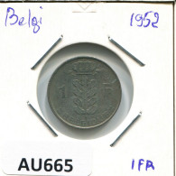 1 FRANC 1952 FRENCH Text BELGIUM Coin #AU665.U.A - 1 Franc