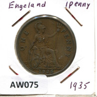 PENNY 1935 UK GREAT BRITAIN Coin #AW075.U.A - D. 1 Penny