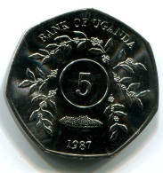 5 SHILLINGS 1987 UGANDA UNC Coin #W10896.U.A - Oeganda