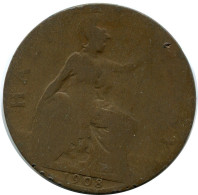 HALF PENNY 1908 UK GRANDE-BRETAGNE GREAT BRITAIN Pièce #AZ651.F.A - C. 1/2 Penny