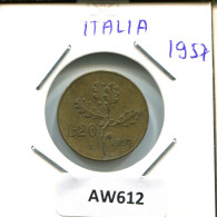 20 LIRE 1957 R ITALIEN ITALY Münze #AW612.D.A - 20 Lire