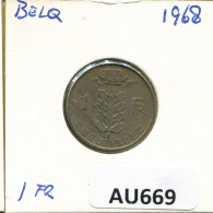 1 FRANC 1968 FRENCH Text BÉLGICA BELGIUM Moneda #AU669.E.A - 1 Franc