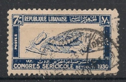GRAND LIBAN - 1930 - N°YT. 124 - Vers à Soie 7pi50 Bleu - Oblitéré / Used - Used Stamps