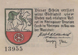 25 PFENNIG 1920 Stadt LORCH AM RHEIN Hesse-Nassau UNC DEUTSCHLAND Notgeld #PC605 - [11] Lokale Uitgaven