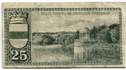25 PFENNIG 1920 Stadt KREFELD Rhine DEUTSCHLAND Notgeld Papiergeld Banknote #PL839 - [11] Lokale Uitgaven