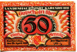 25 PFENNIG 1920 Stadt KARLSRUHE Baden DEUTSCHLAND Notgeld Papiergeld Banknote #PL589 - [11] Lokale Uitgaven
