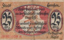 25 PFENNIG 1920 Stadt GREUSSEN Thuringia DEUTSCHLAND Notgeld Banknote #PF601 - [11] Lokale Uitgaven