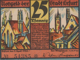 25 PFENNIG 1920 Stadt ERFURT Saxony UNC DEUTSCHLAND Notgeld Banknote #PB297 - [11] Lokale Uitgaven
