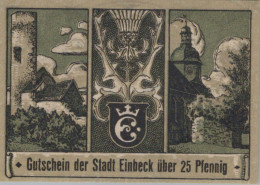 25 PFENNIG 1920 Stadt EINBECK Hanover DEUTSCHLAND Notgeld Banknote #PG166 - [11] Lokale Uitgaven