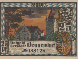 25 PFENNIG 1920 Stadt DEGGENDORF Bavaria UNC DEUTSCHLAND Notgeld Banknote #PH159 - Lokale Ausgaben