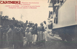 COTE-D'IVOIRE VOYAGE DU MINISTRE DES COLONIES A LA COTE D'AFRIQUE VOIE FERREE INDIGENES TRAIN LOCOMOTIVE - Elfenbeinküste