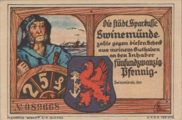 25 PFENNIG Stadt SWINEMÜNDE Pomerania UNC DEUTSCHLAND Notgeld Banknote #PH305 - Lokale Ausgaben