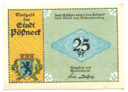 25 Pfennig POSSNECK DEUTSCHLAND UNC Notgeld Papiergeld Banknote #P10591 - Lokale Ausgaben