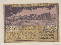 25 PFENNIG 1922 Stadt SCHoNBERG IN MECKLENBURG UNC DEUTSCHLAND #PI549 - [11] Local Banknote Issues