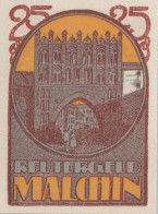 25 PFENNIG 1922 Stadt MALCHIN Mecklenburg-Schwerin DEUTSCHLAND Notgeld #PJ124 - Lokale Ausgaben