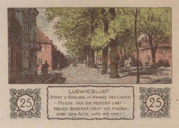 25 PFENNIG 1922 Stadt LUDWIGSLUST Mecklenburg-Schwerin UNC DEUTSCHLAND #PC500 - Lokale Ausgaben
