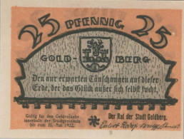 25 PFENNIG 1922 Stadt GOLDBERG MECKLENBURG-SCHWERIN UNC DEUTSCHLAND #PI859 - [11] Emissions Locales
