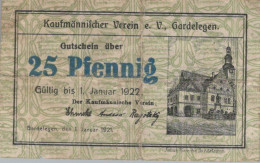 25 PFENNIG 1922 Stadt GARDELEGEN Saxony DEUTSCHLAND Notgeld Banknote #PG453 - [11] Emissions Locales