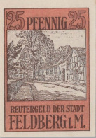 25 PFENNIG 1922 Stadt FELDBERG IN MECKLENBURG UNC DEUTSCHLAND #PI546 - [11] Emissions Locales