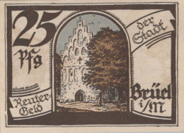 25 PFENNIG 1922 Stadt BRÜEL Mecklenburg-Schwerin UNC DEUTSCHLAND Notgeld #PA300 - Lokale Ausgaben