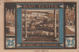 25 PFENNIG 1922 Stadt BAD ELSTER Saxony UNC DEUTSCHLAND Notgeld Banknote #PC931 - Lokale Ausgaben