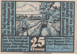 25 PFENNIG 1921 Stadt WEISSENSEE Saxony UNC DEUTSCHLAND Notgeld Banknote #PI089 - Lokale Ausgaben