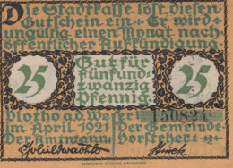 25 PFENNIG 1921 Stadt VLOTHO Westphalia DEUTSCHLAND Notgeld Banknote #PF520 - Lokale Ausgaben