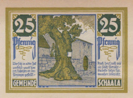 25 PFENNIG 1921 Stadt SCHAALA Thuringia DEUTSCHLAND Notgeld Banknote #PF899 - Lokale Ausgaben