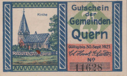25 PFENNIG 1921 Stadt QUERN Schleswig-Holstein UNC DEUTSCHLAND Notgeld #PB855 - [11] Emissioni Locali