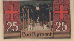 25 PFENNIG 1921 Stadt PYRMONT Waldeck-Pyrmont UNC DEUTSCHLAND Notgeld #PB800 - Lokale Ausgaben